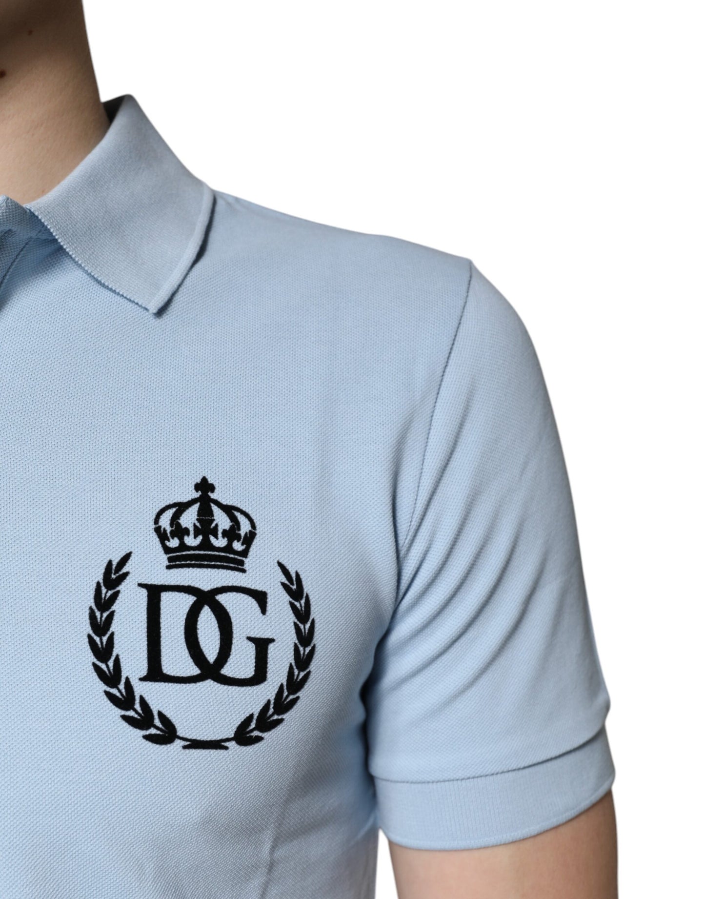 Sky Blue Cotton Crown Collared Polo T-shirt
