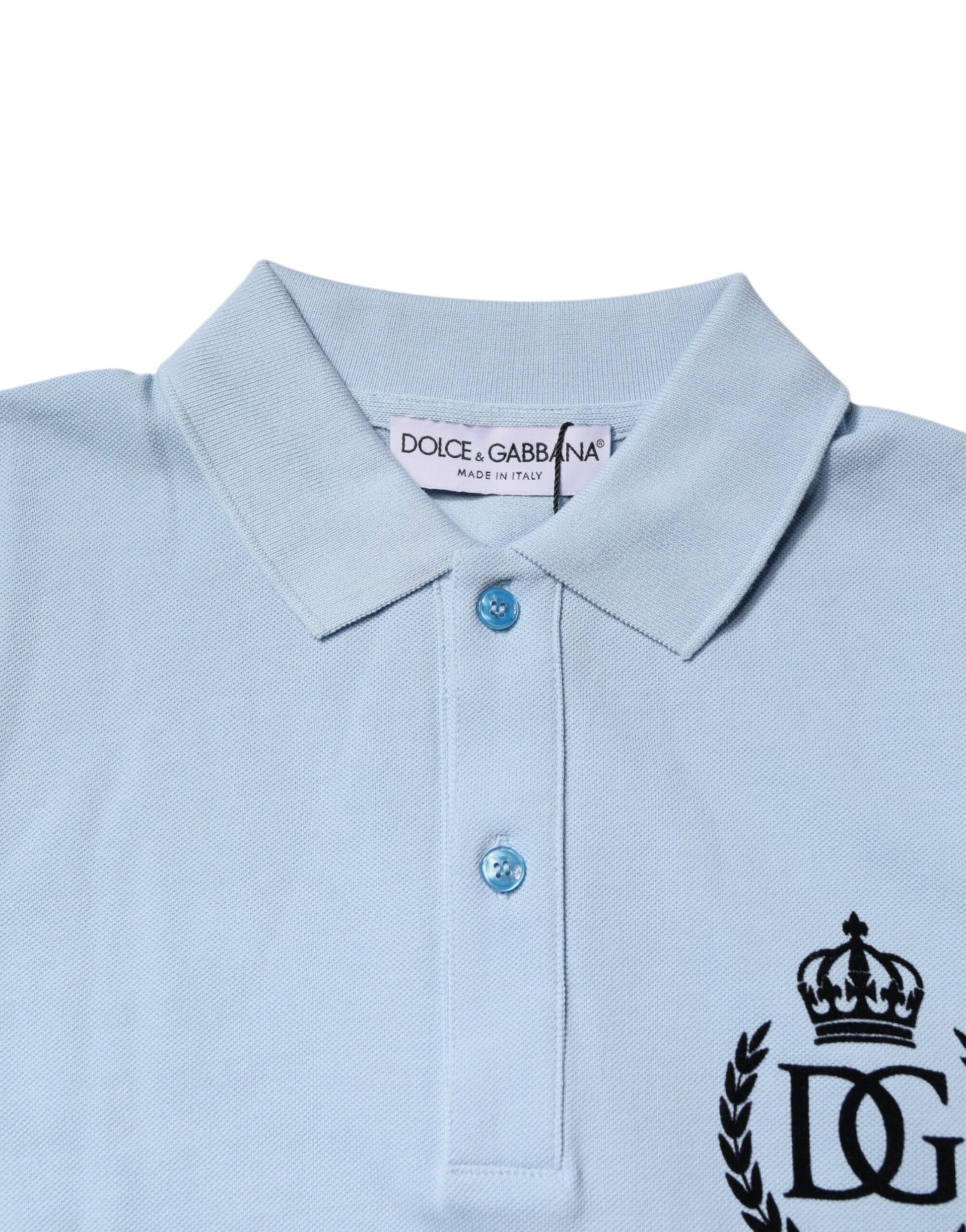 Sky Blue Cotton Crown Collared Polo T-shirt
