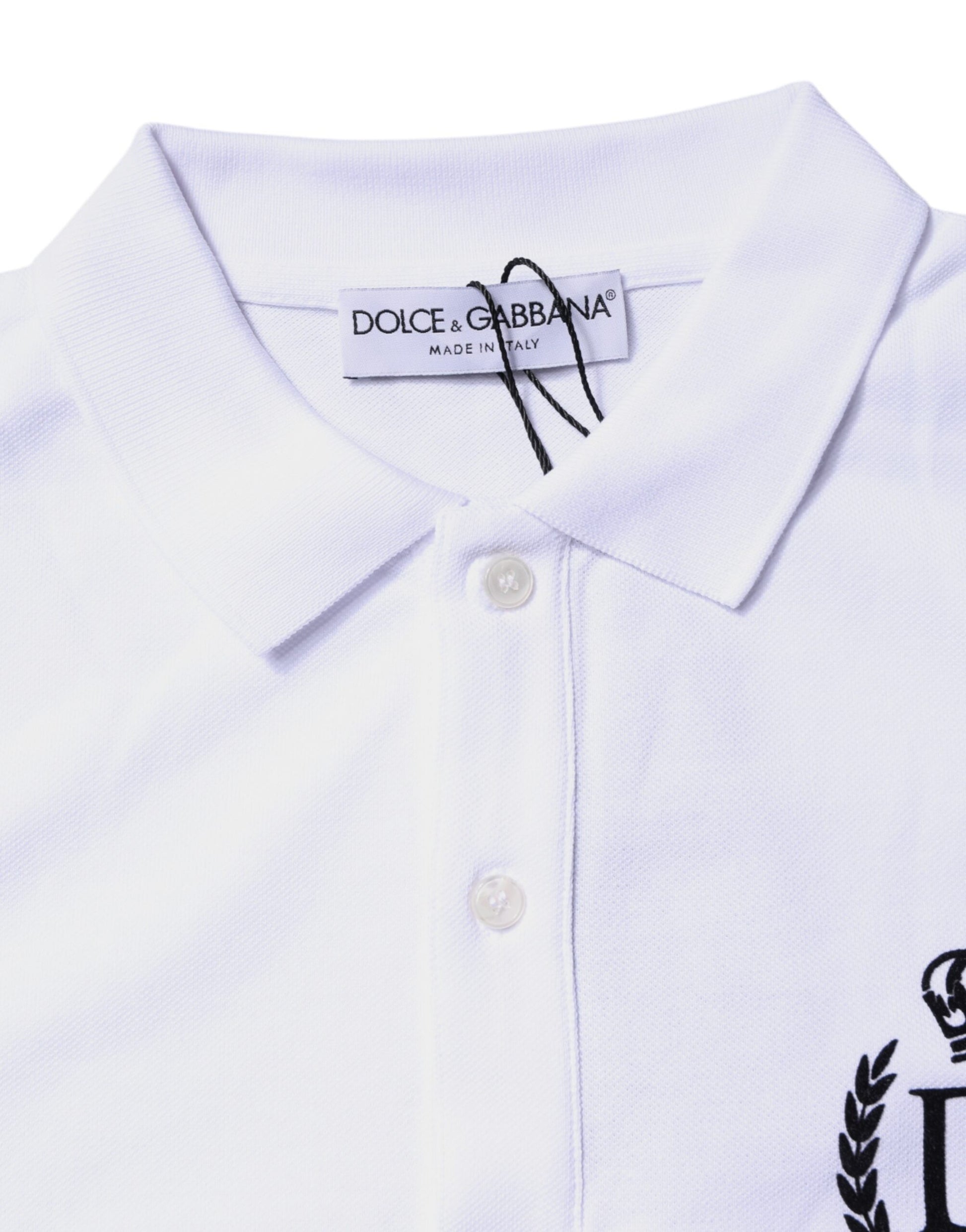 White Cotton Crown Collared Men Polo T-shirt