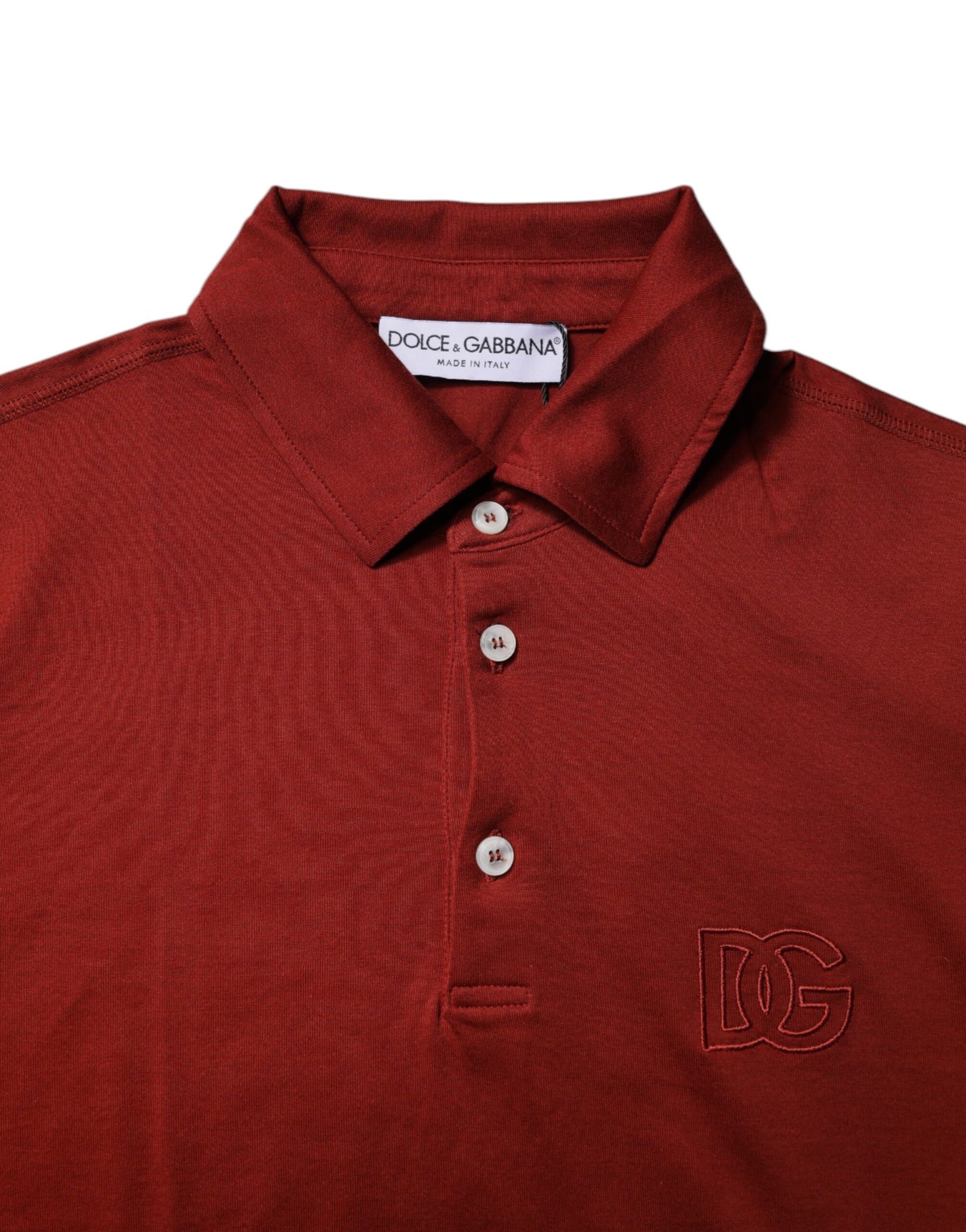 Red Cotton DG Logo Collared Men Polo T-shirt