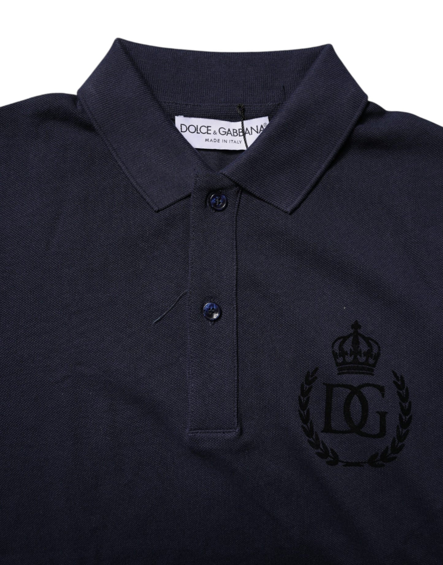 Dark Blue Cotton Crown Collared Polo T-shirt