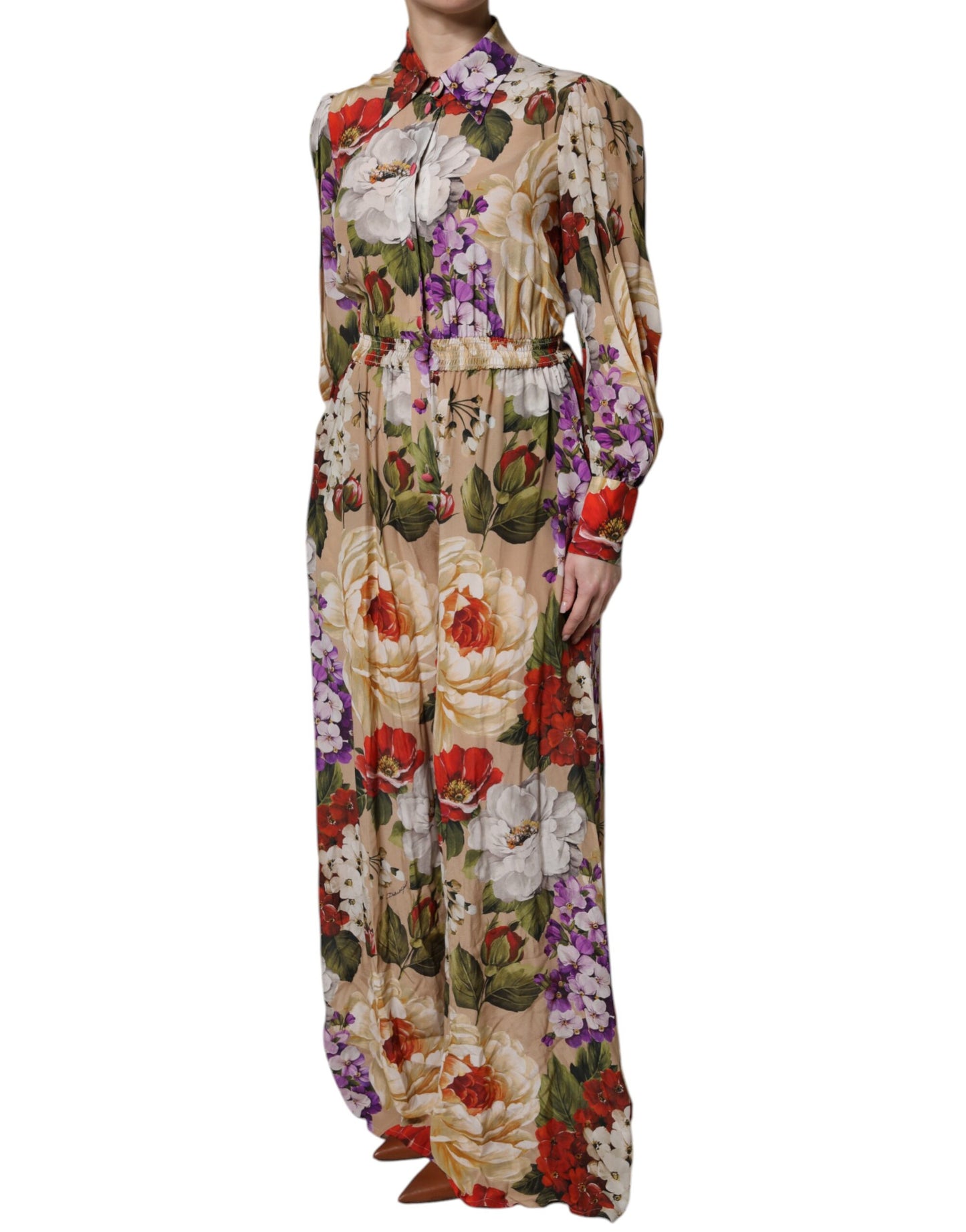 Multicolor Floral Wide Leg Jumpsuit Dress