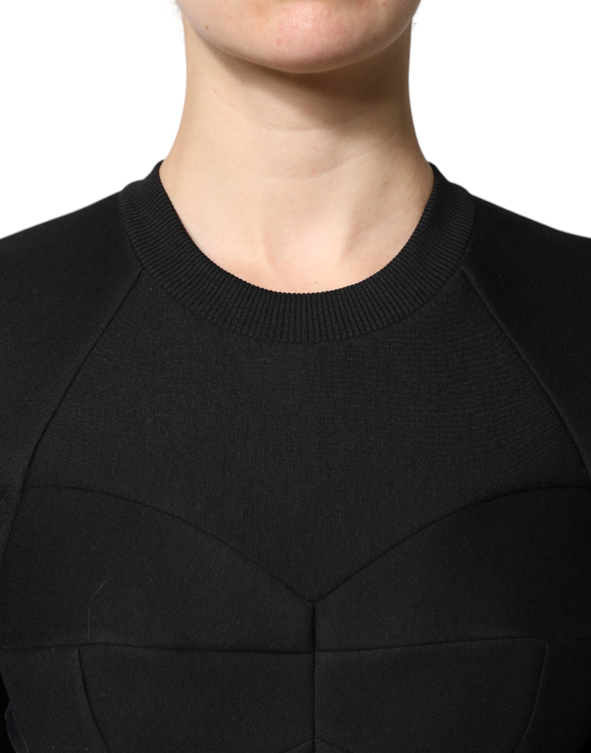 Black Cotton Long Sleeves A-line Mini Dress