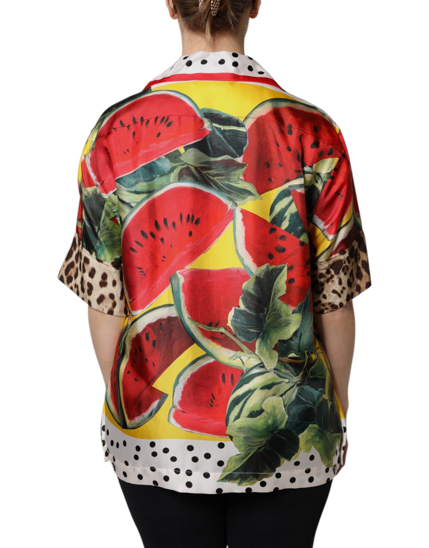 Multicolor Watermelon Collared Shirt Top