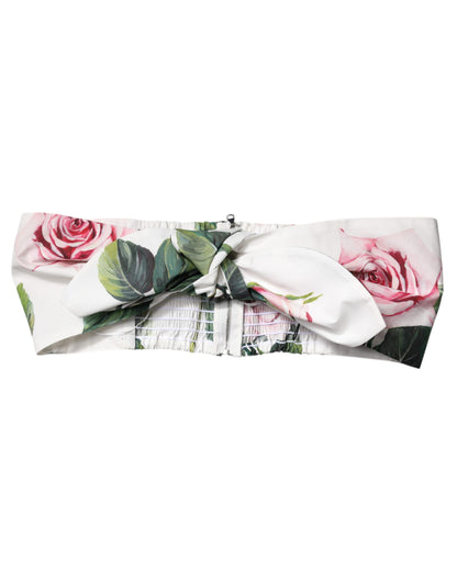 White Floral Print Cropped Bustier Corset Top