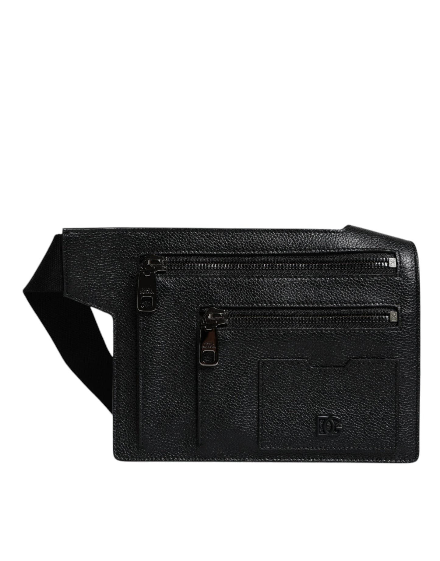 Black Calfskin Leather Messenger Crossbody Bag