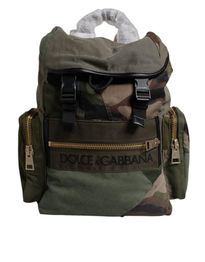 Military Green Patchwork Travel Backpack Bag