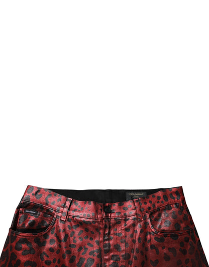 Red Leopard Cotton Straight Men Denim Jeans