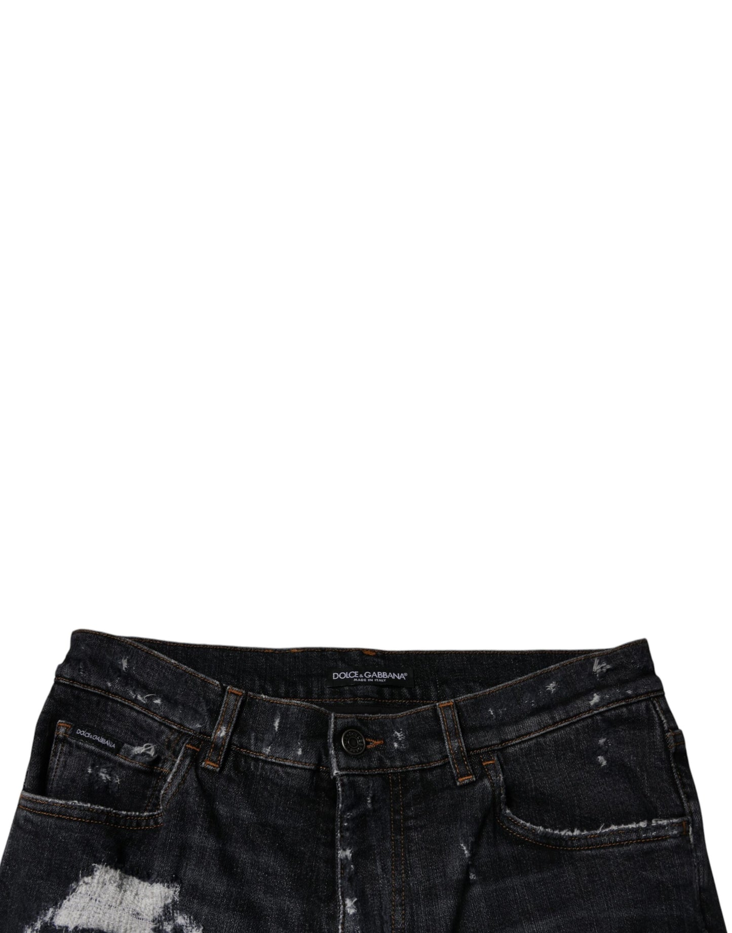 Black Tattered Cotton Skinny Men Denim Jeans