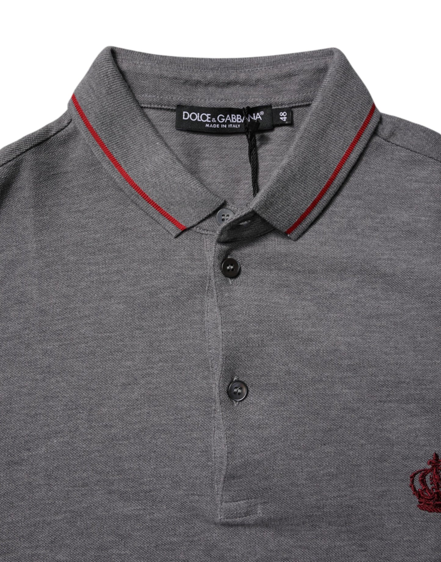 Gray Cotton Crown Collared Polo T-shirt