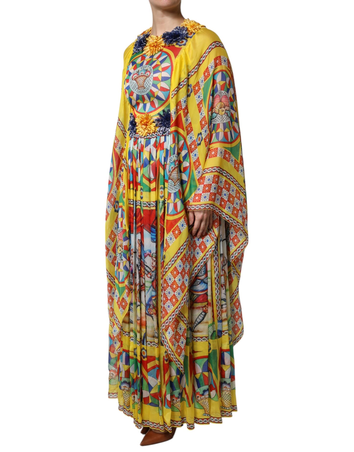 Multicolour Carretto Print Kaftan Twill Dress