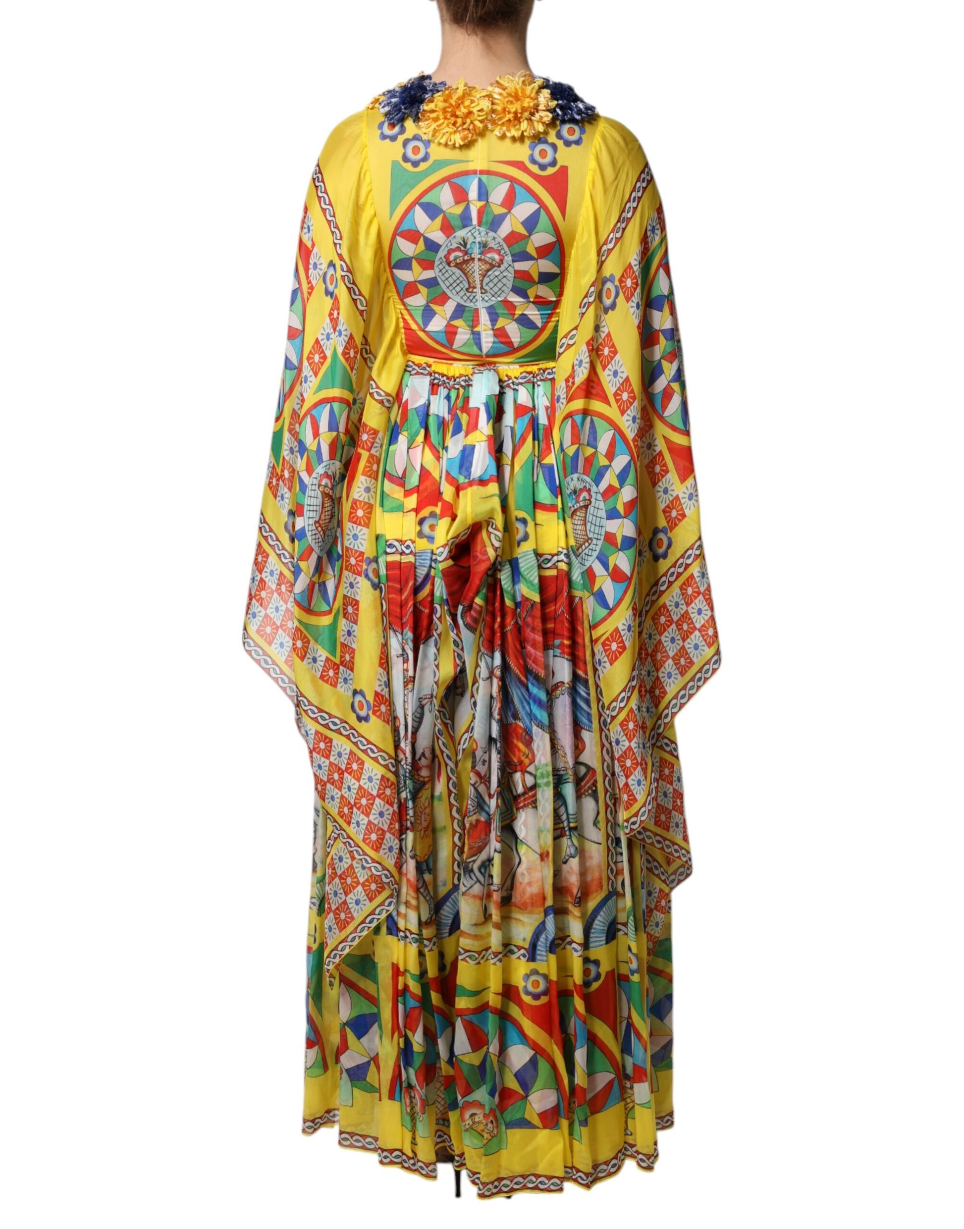 Multicolour Carretto Print Kaftan Twill Dress