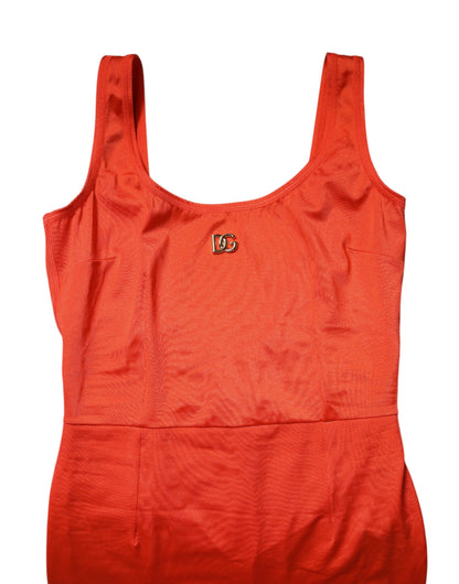 Orange Sleeveless Bodycon Jumpsuit Dress