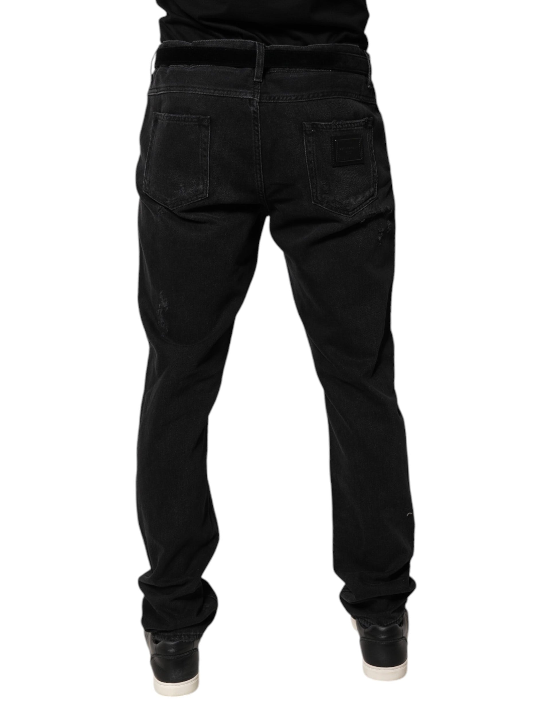 Black Cotton Skinny Men Denim Jeans