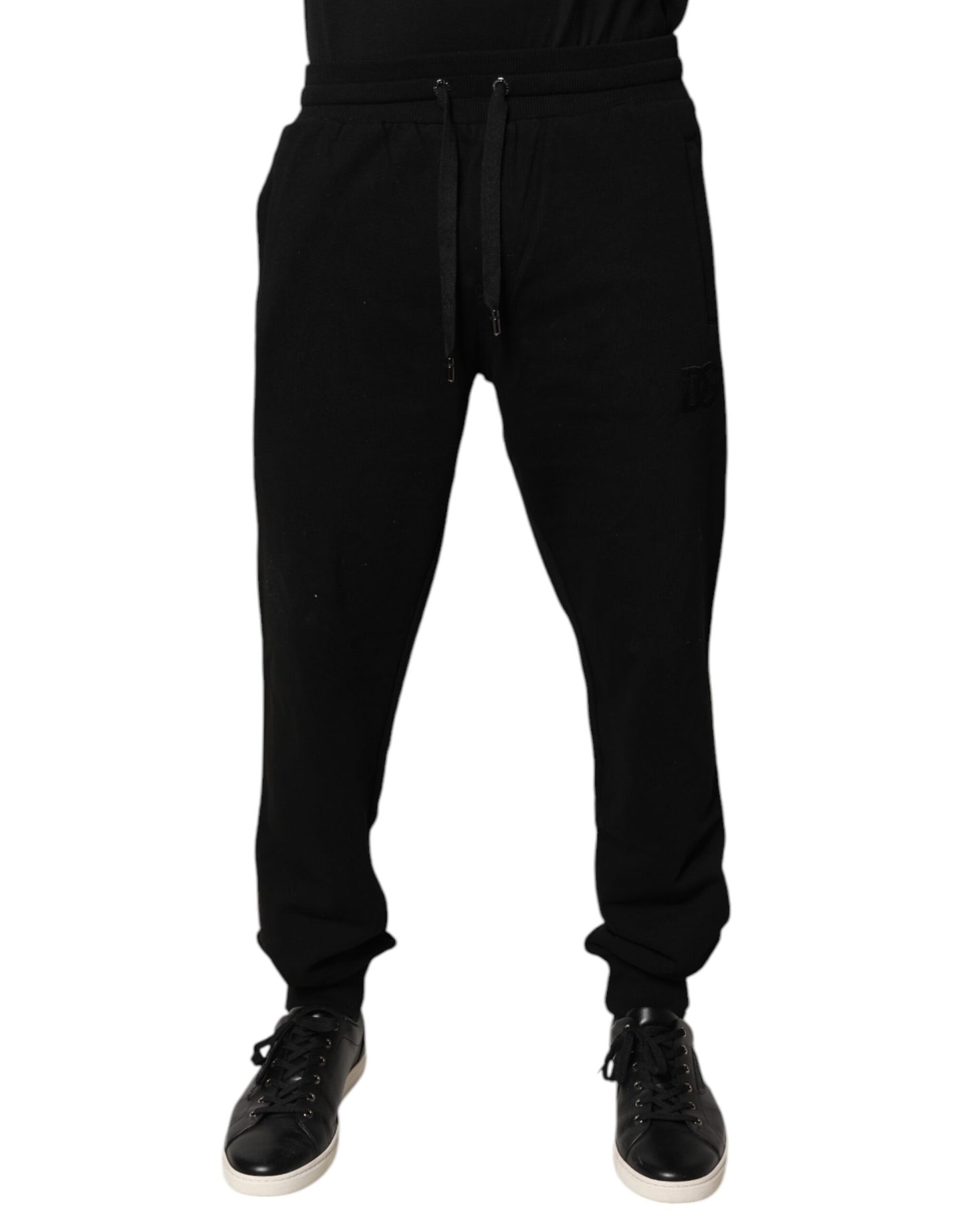 Black Cotton Mid Waist Jogger Sweatpants Pants