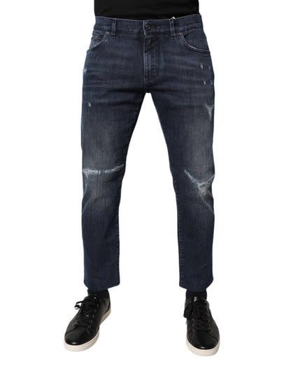 Blue Cotton Stretch Skinny Men Denim Jeans