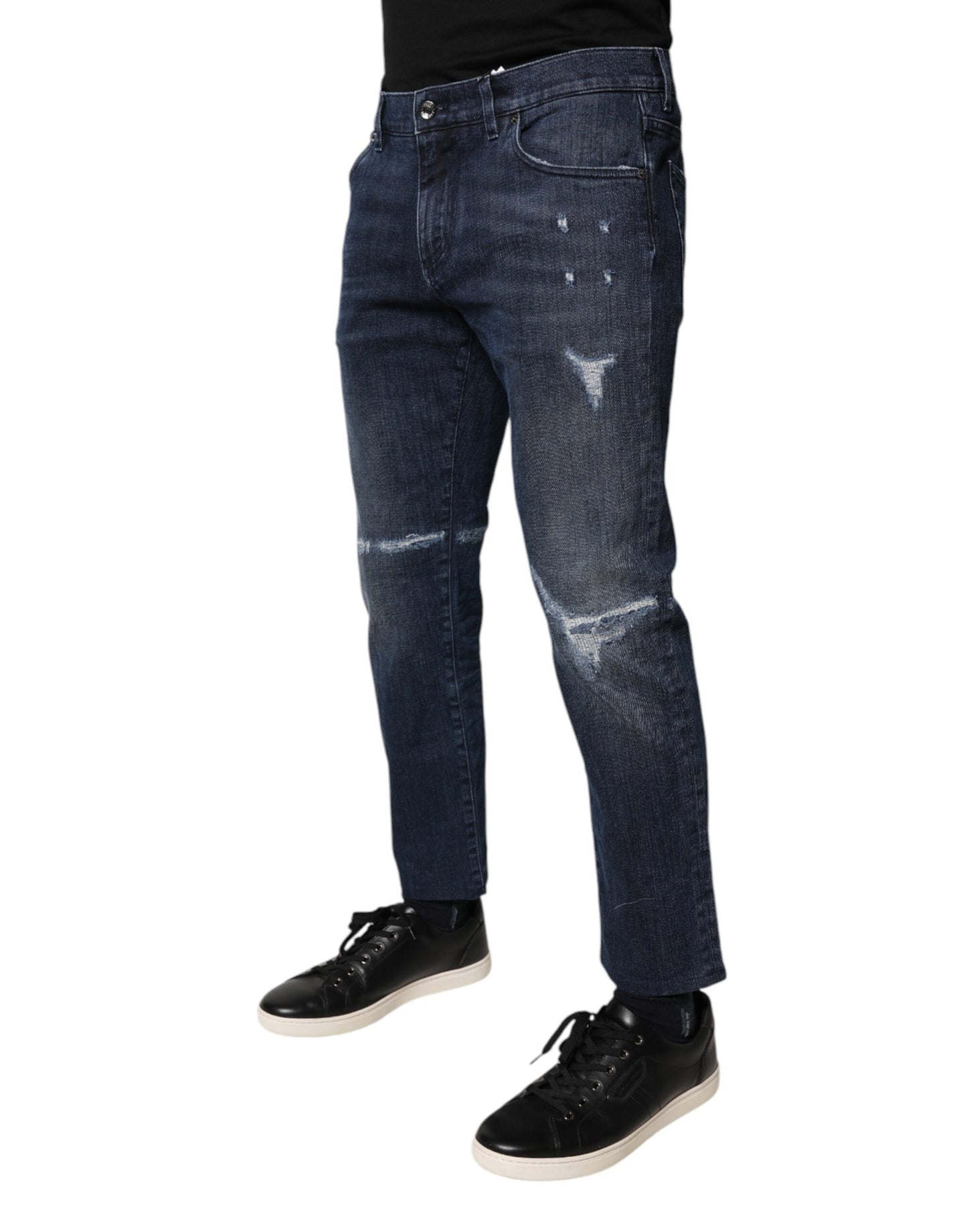 Blue Cotton Stretch Skinny Men Denim Jeans