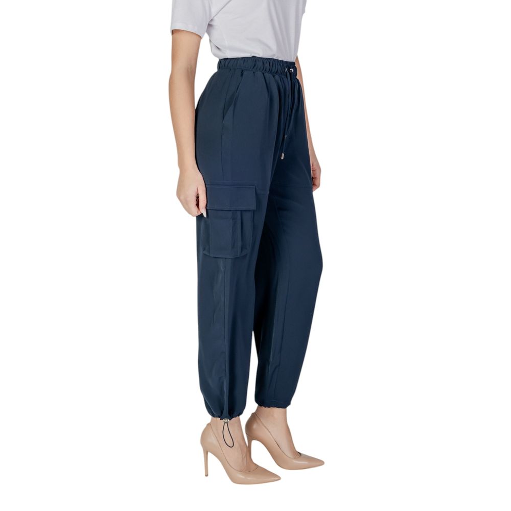 Blue Polyester Cargo Pants