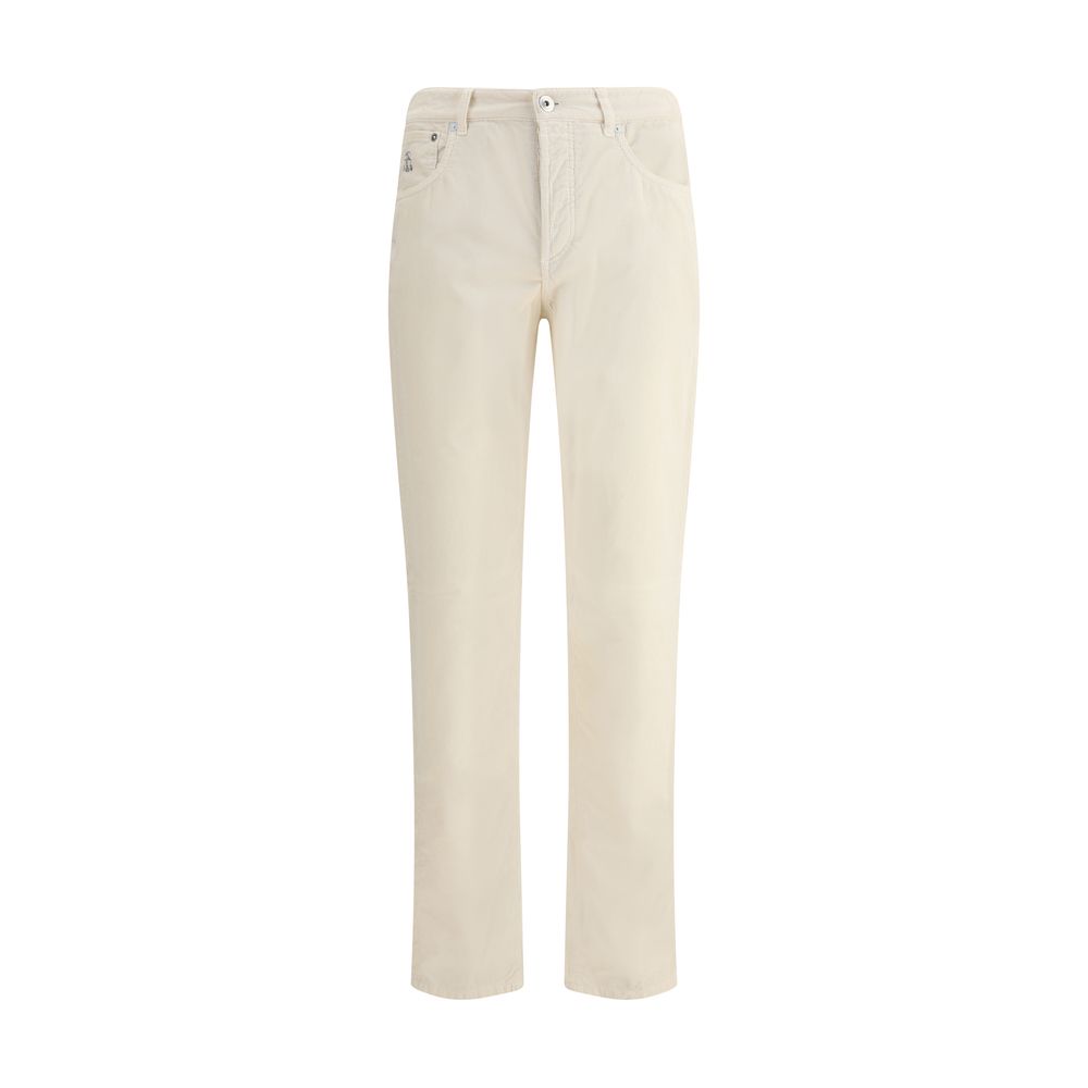 White Cotton Casual Pants