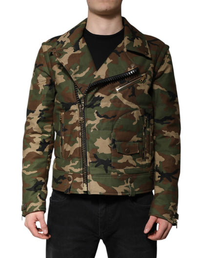 Multicolor Camouflage Nylon Biker Jacket
