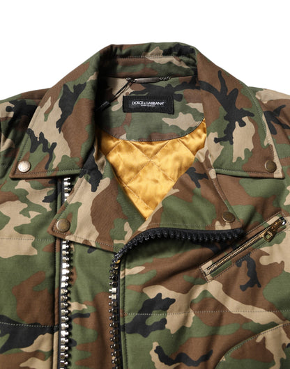 Multicolor Camouflage Nylon Biker Jacket