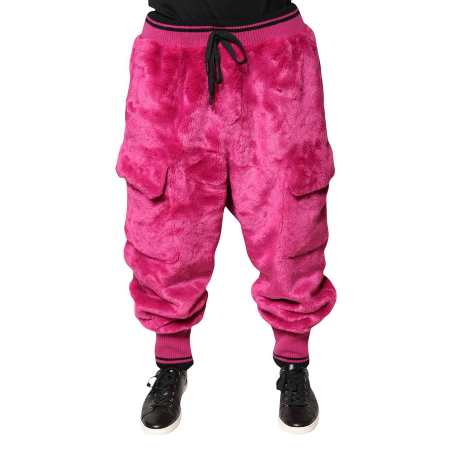 Pink Acrylic Cargo Jogging Sweatpants Pants