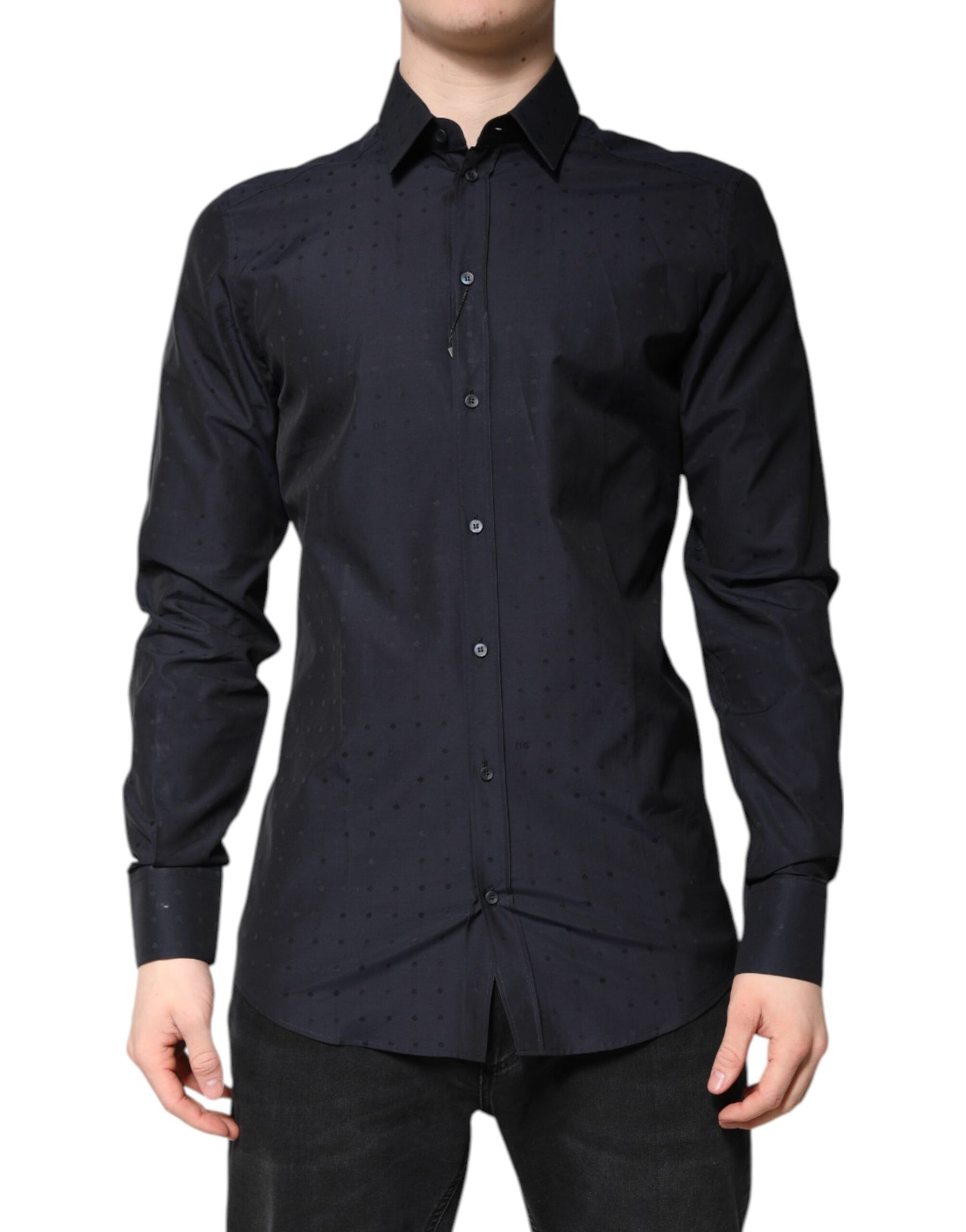 Black Cotton GOLD Men Dress Formal Shirt