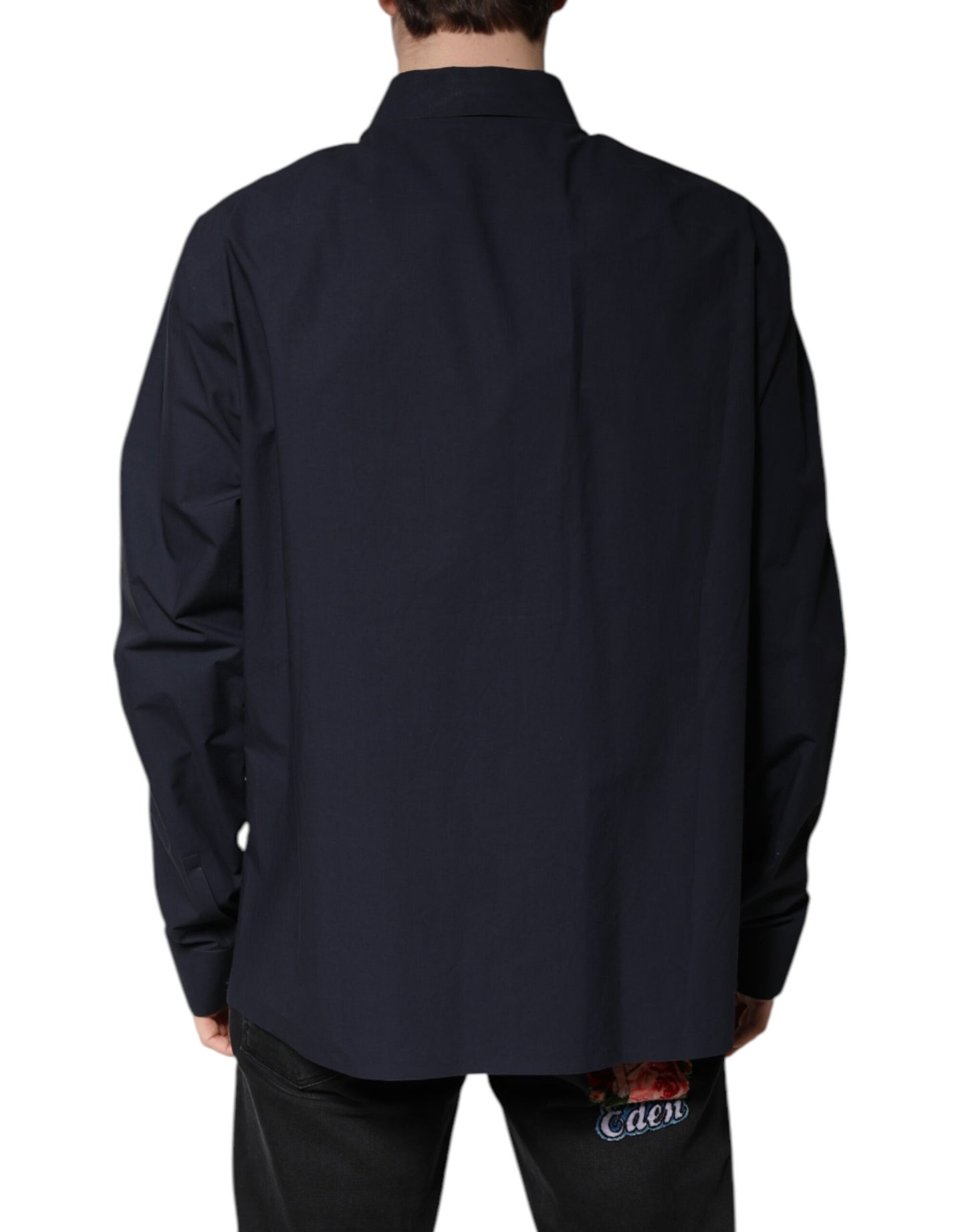 Dark Blue Cotton Long Sleeve Shirt