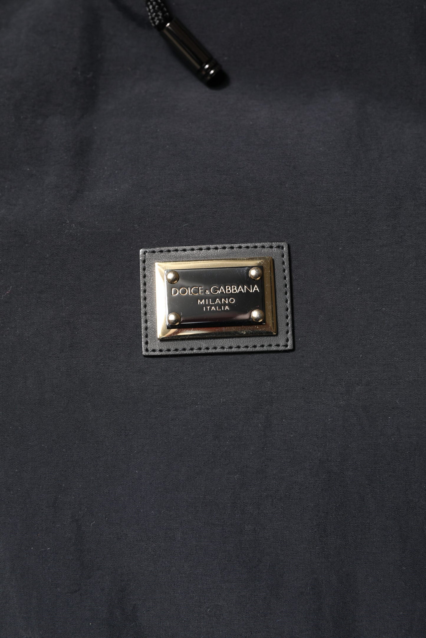 Black Nylon Full Zip Hooded Parka Jacket