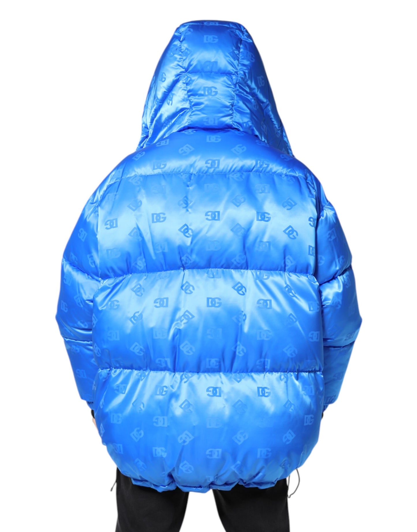 Blue Logo Full Zip Hooded Quilted Jacket