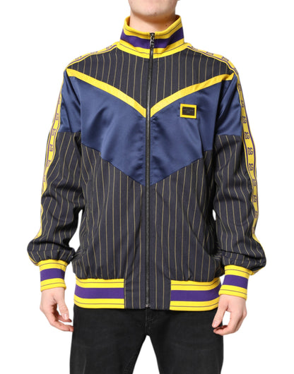 Black Striped Logo Full Zip Bomber Jacket