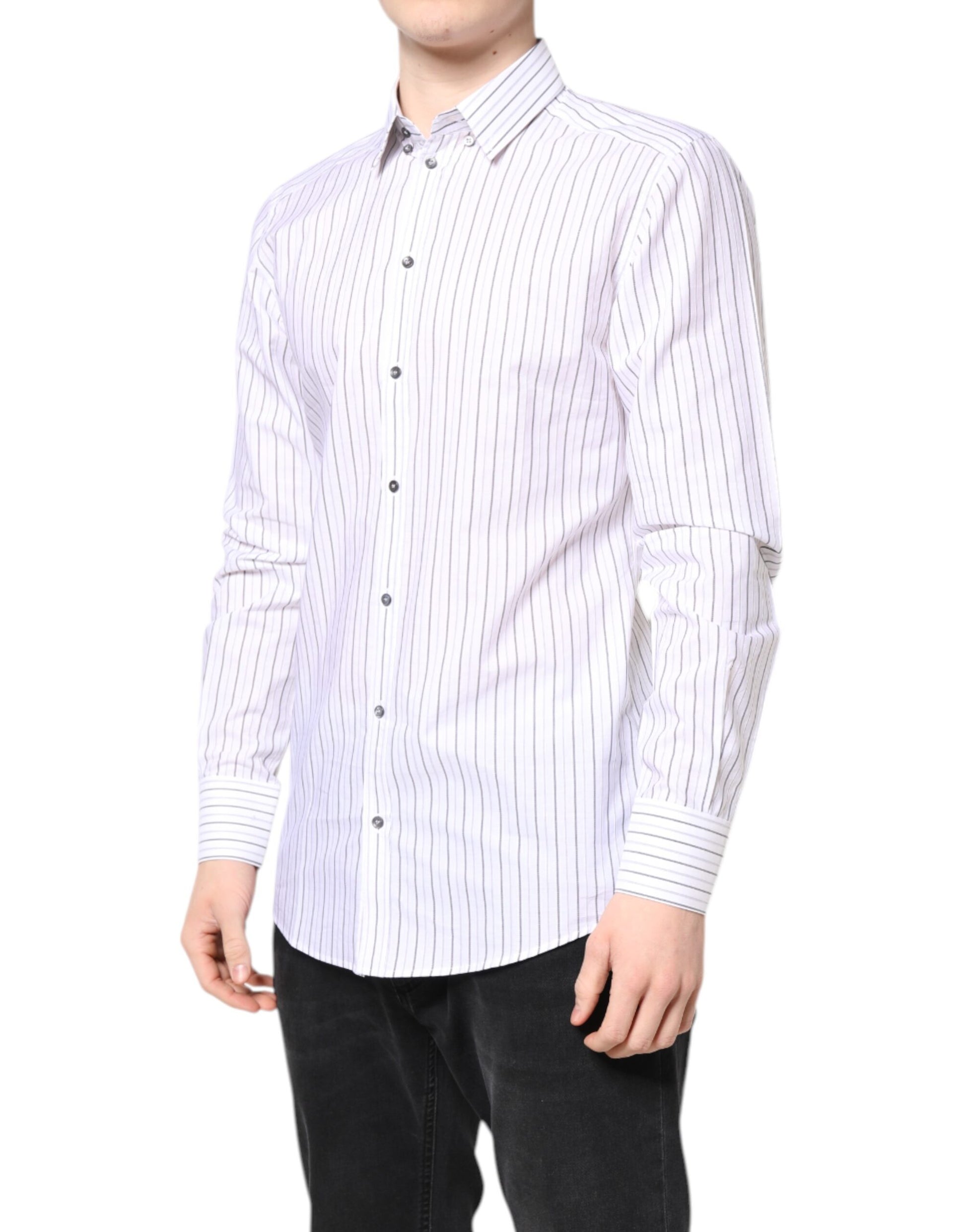 White Stripes Cotton GOLD Formal Dress Shirt