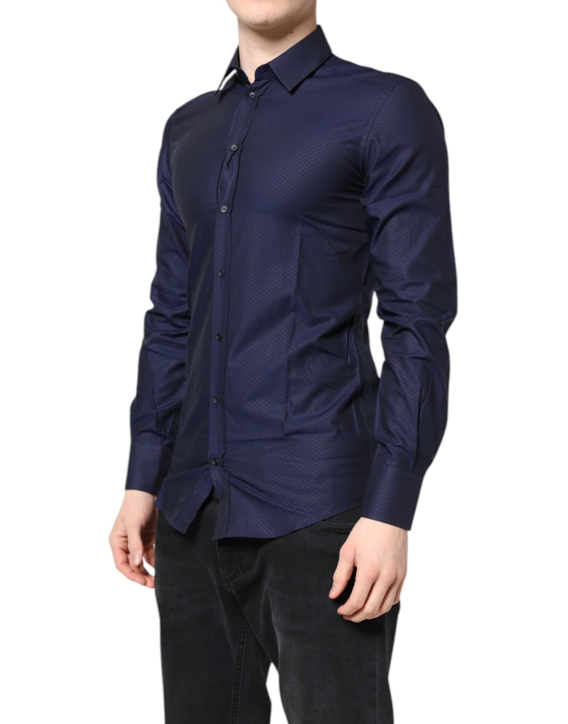 Blue GOLD Cotton Long Sleeves Men Dress Shirt