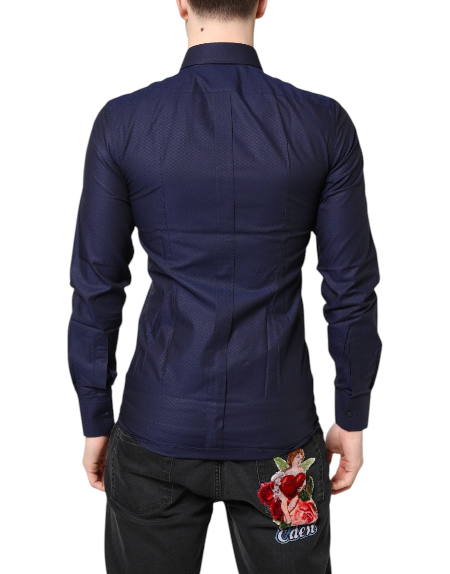 Blue GOLD Cotton Long Sleeves Men Dress Shirt