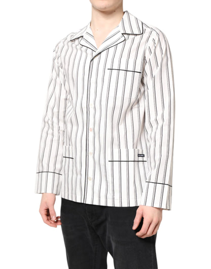 White Stripes Lounge Pajama Sleepwear Shirt