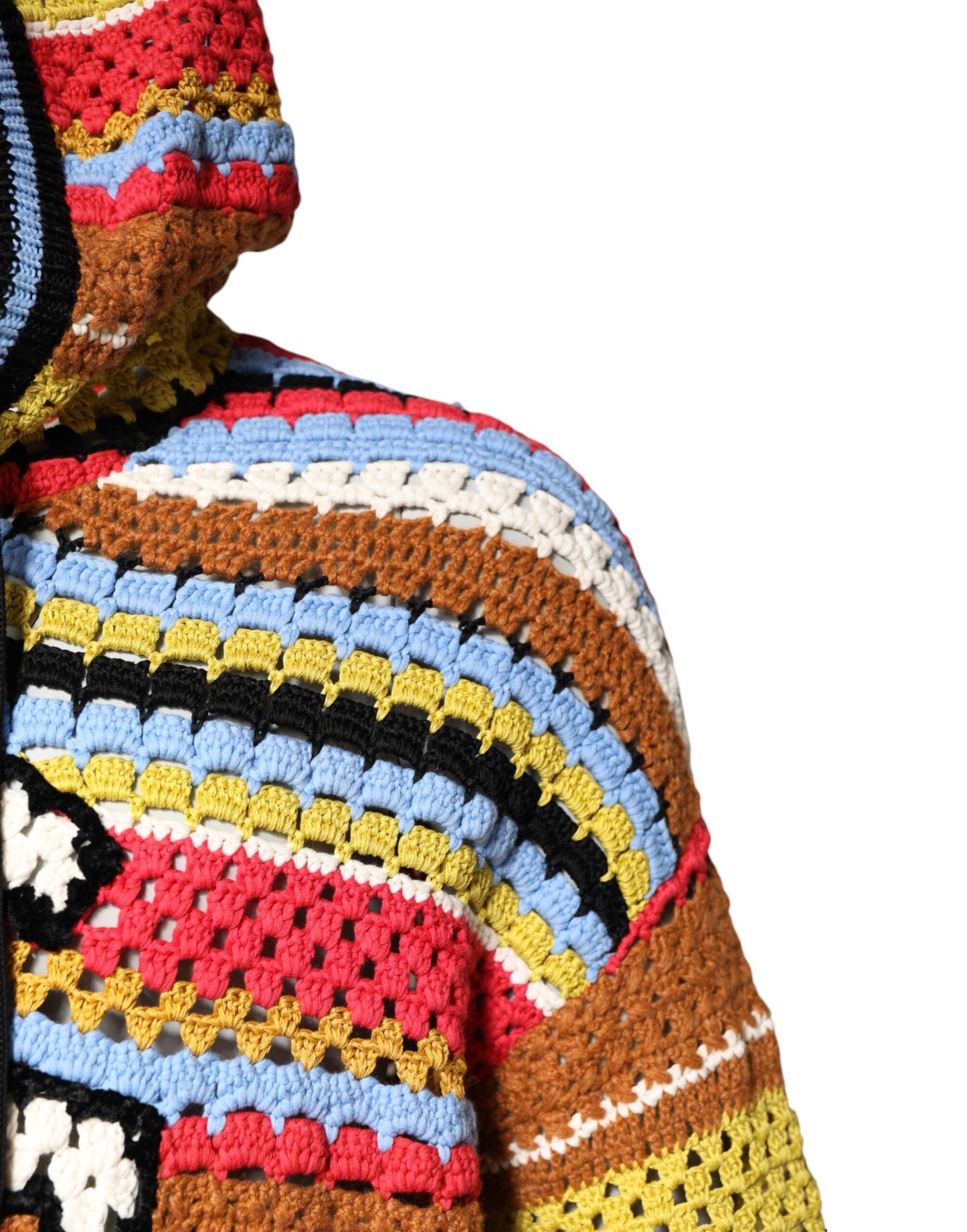 Multicolor Cotton Hooded Pullover Sweater