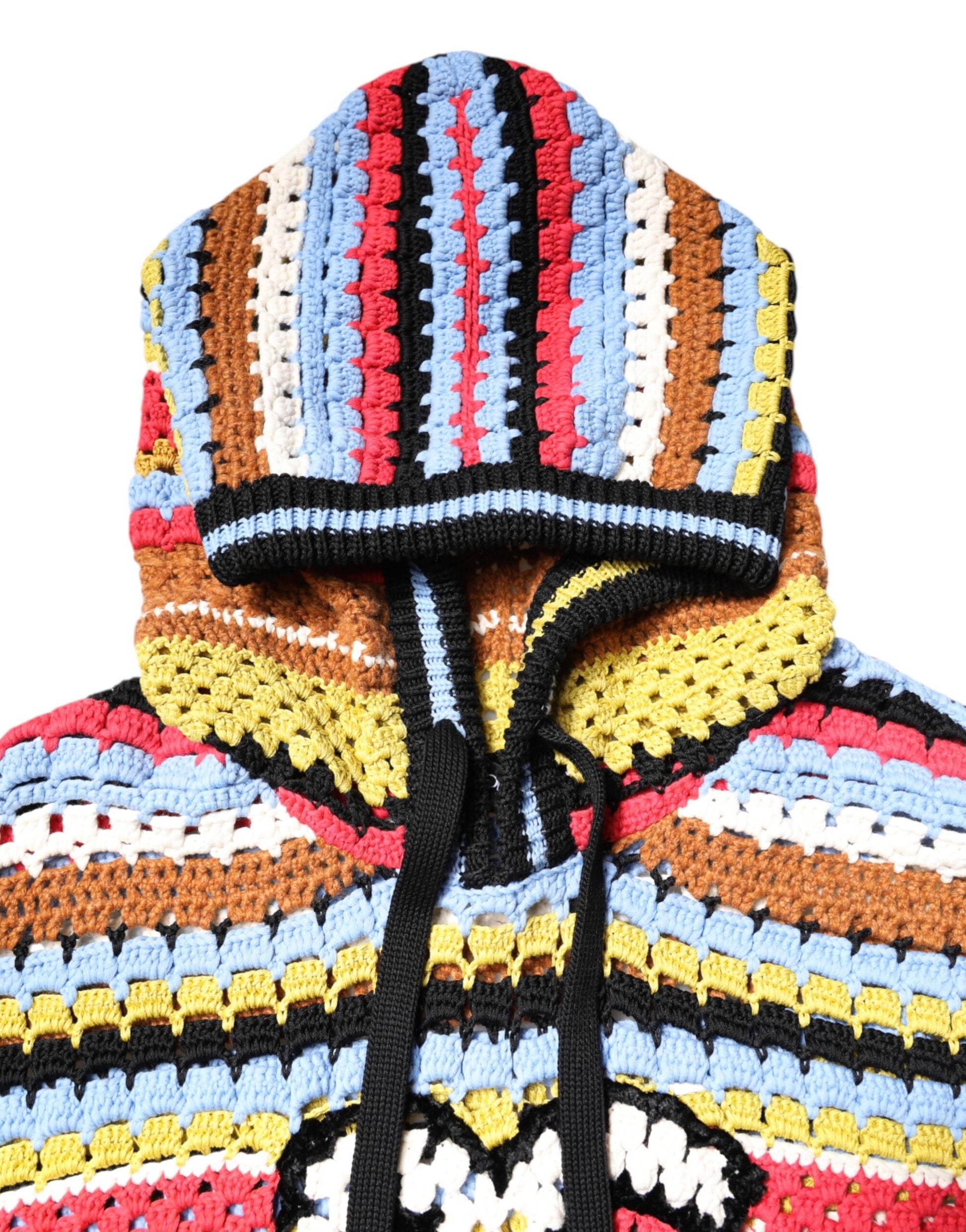 Multicolor Cotton Hooded Pullover Sweater