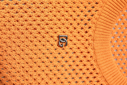 Orange Cashmere Round Neck Sleeveless T-shirt