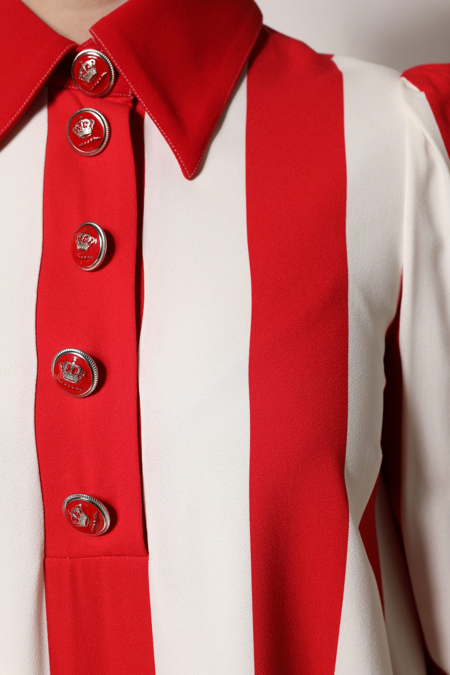 White Red Stripes Long Sleeves Mini Dress