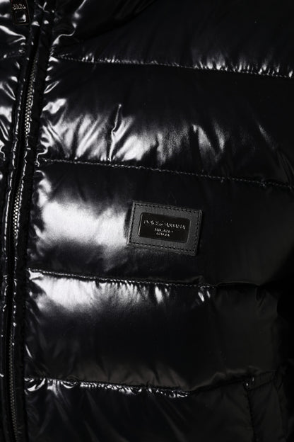 Black Logo Plaque Full Zip Puffer Jacket