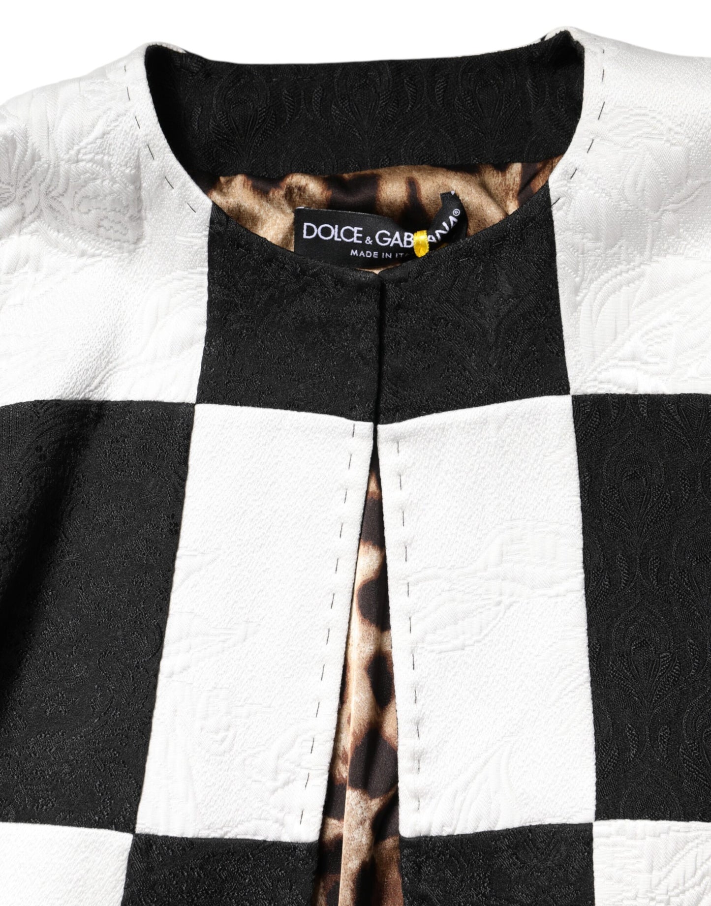 White Black Patchwork Jacquard Blazer Jacket