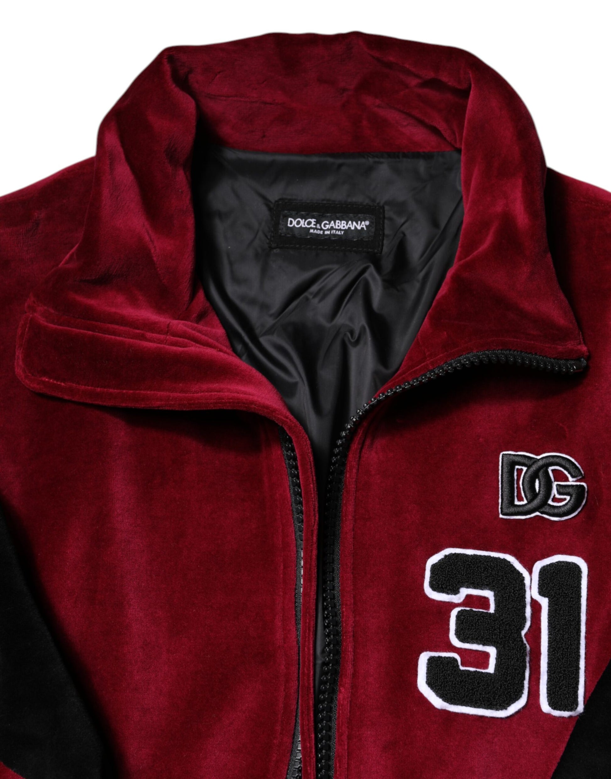 Red Black Cotton Logo FullZip Bomber Jacket
