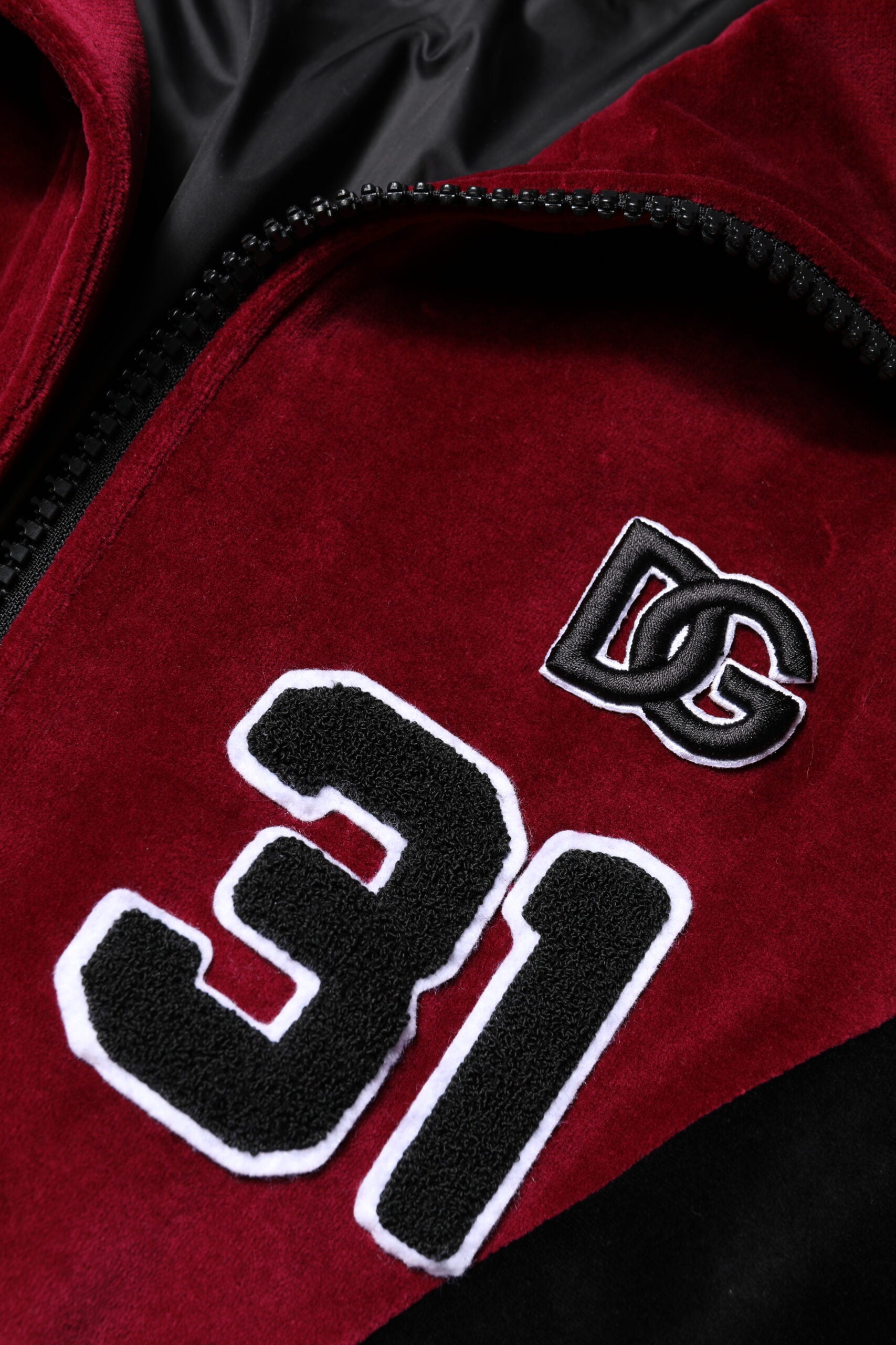 Red Black Cotton Logo FullZip Bomber Jacket