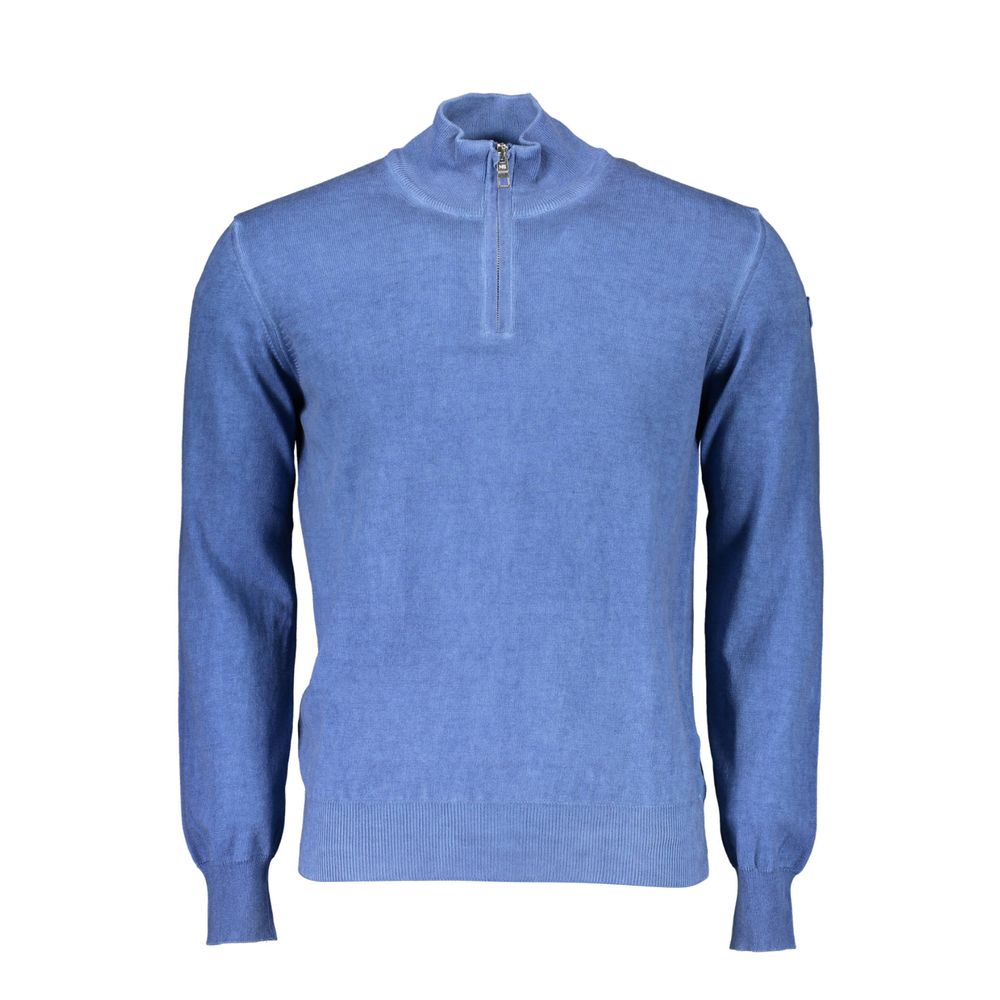 Blue Cotton Men Sweater