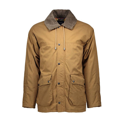 Brown Cotton Men Jacket