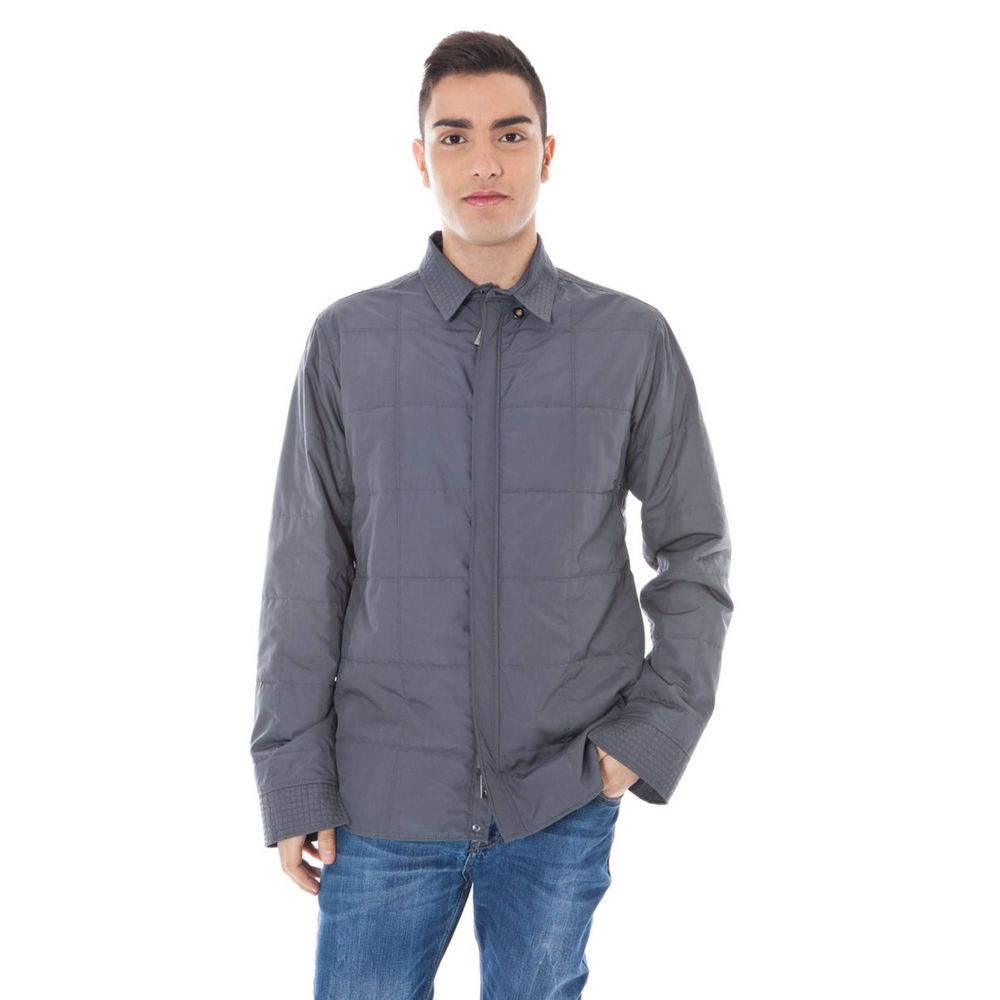 Gray Polyester Men Jacket