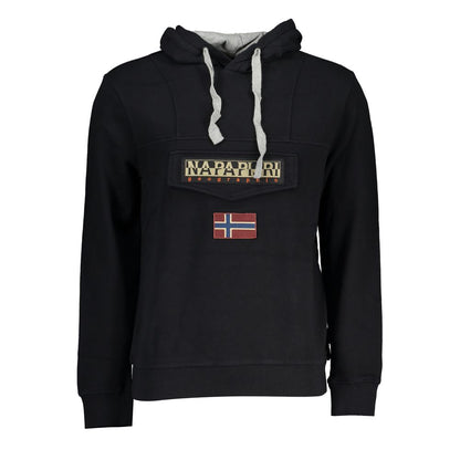 Black Cotton Men's Hooded Sweater