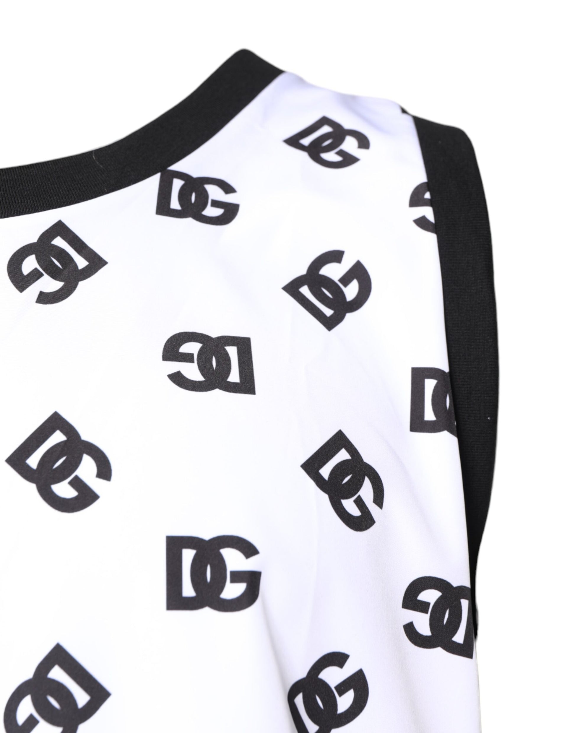 White Polyester Sleeveless DG Logo T-shirt