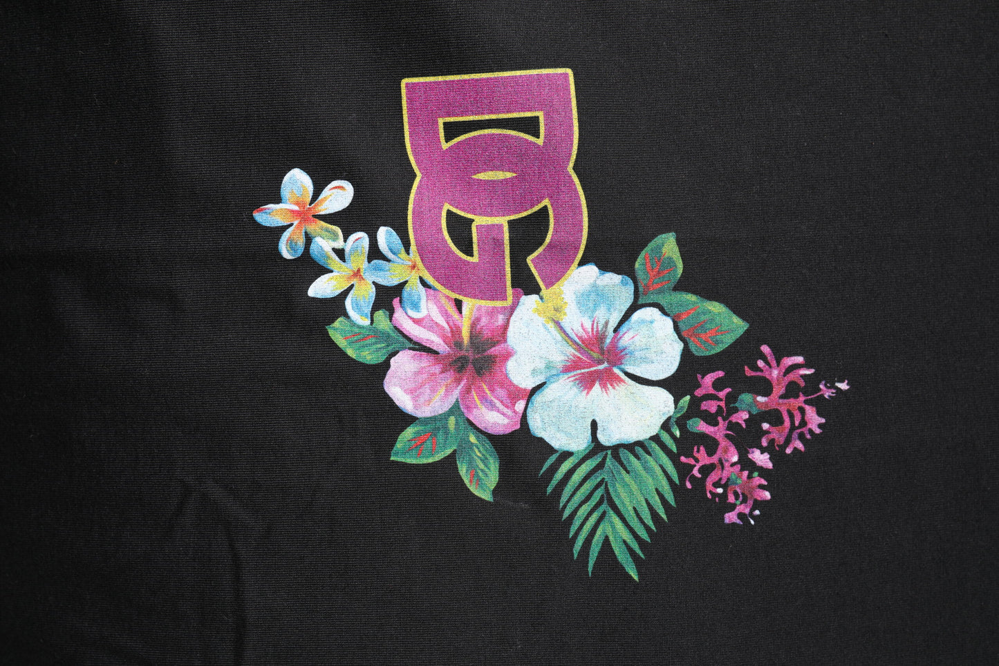 Black DG Floral Print Crew Neck T-shirt