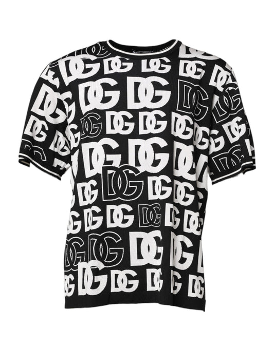 Black White Silk Knit DG Print T-shirt